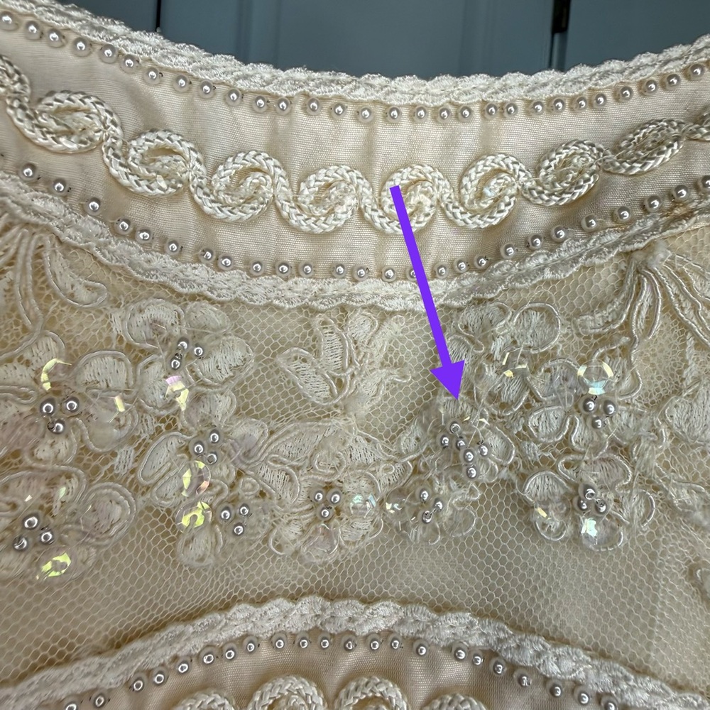 Christos Vintage Couture Wedding Dress Long Sleeve A-Line Silhouette - Picture 14 of 16
